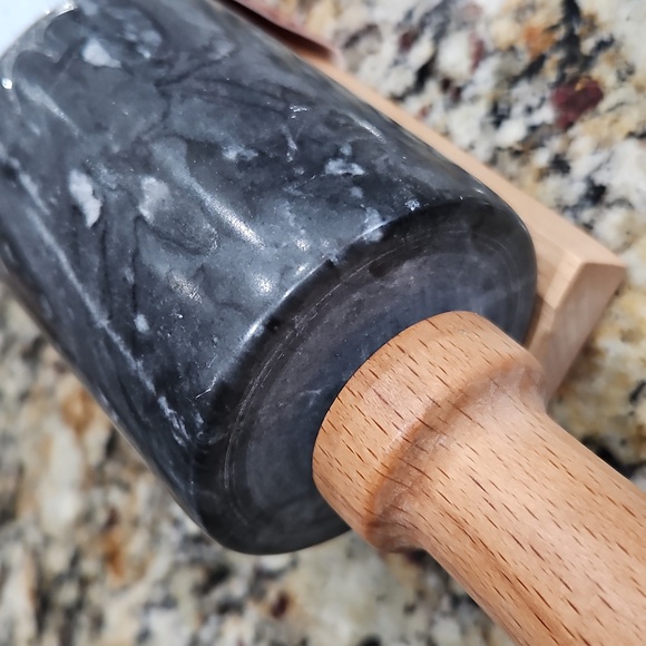New/Giftable! For the love of Cooking/Cooks Supply Co MARBLE Rolling Pin w Stand - Picture 4 of 6
